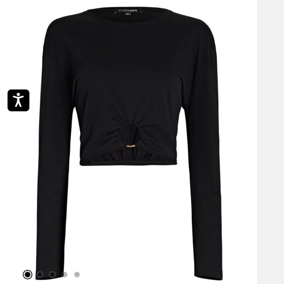 Intermix long sleeve black crop top S - Picture 2 of 3